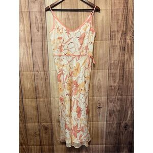 Ann Taylor size 6 NWT spring dress floral white blush pink yellow 100% Silk Y2K